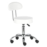 Kosmetologinė meistro kėdutė PROMOS su atlošu, balta